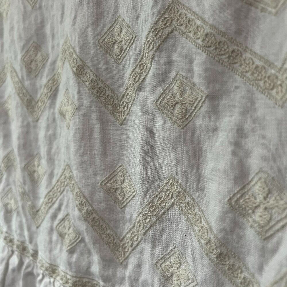 Madewell White Linen Embroidered Lined Sandwave Boho Sleeveless Dress Size Small - Picture 4 of 12